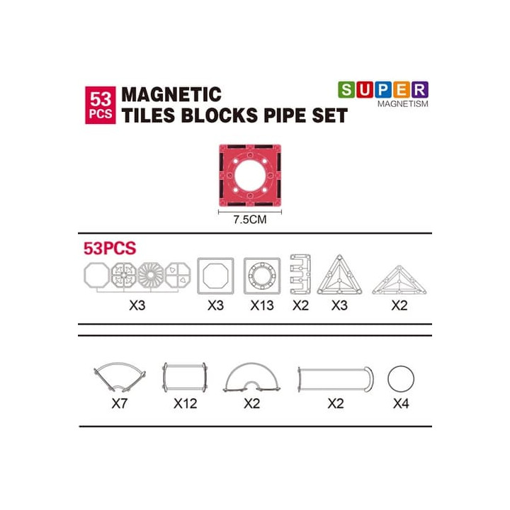 Magnetická stavebnice Řadovka 53 ks