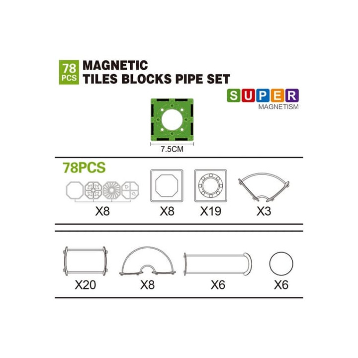 Magnetická stavebnice Kuličkodráha maxi 78 ks