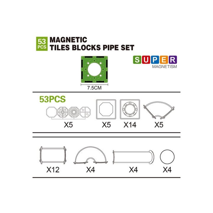 Magnetická stavebnice Kuličkodráha 53 ks