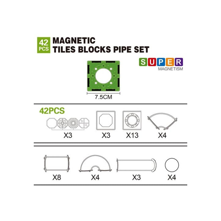 Magnetická stavebnice Průhledná 42 ks