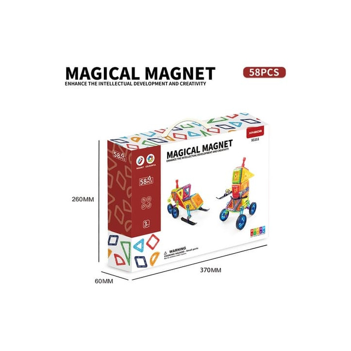 Magnetická stavebnice Stroje 58 ks