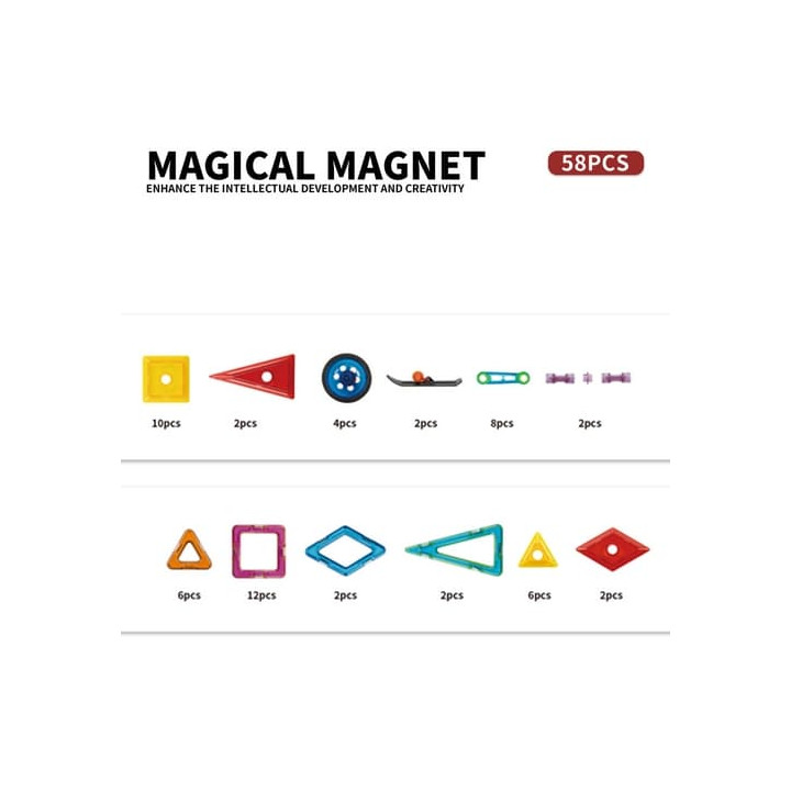 Magnetická stavebnice Stroje 58 ks