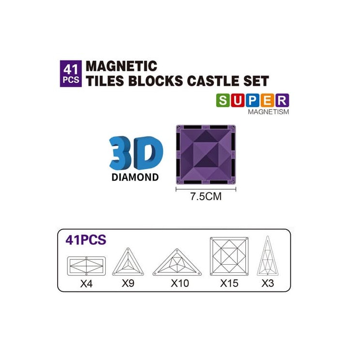 Magnetická stavebnice Diamantová stavba 41 ks