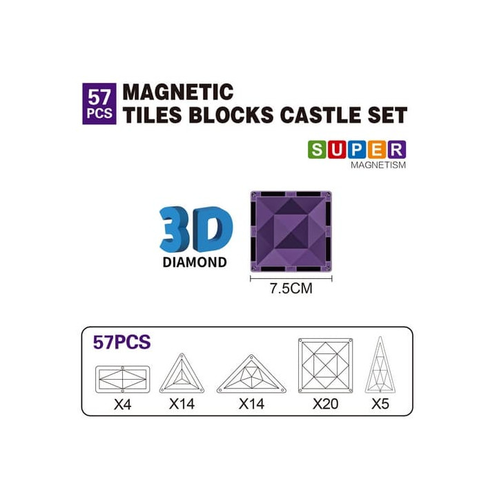 Magnetická stavebnice Diamantový chrám 57 ks