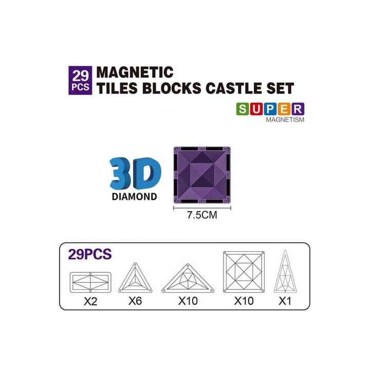 Magnetická stavebnice Diamantový zámek 29 ks