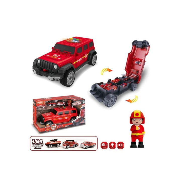 Hasičský jeep s autíčky