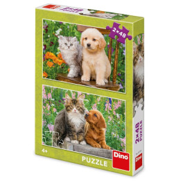 PEJSEK A KOČIČKA NA ZAHRADĚ 2x48 Puzzle