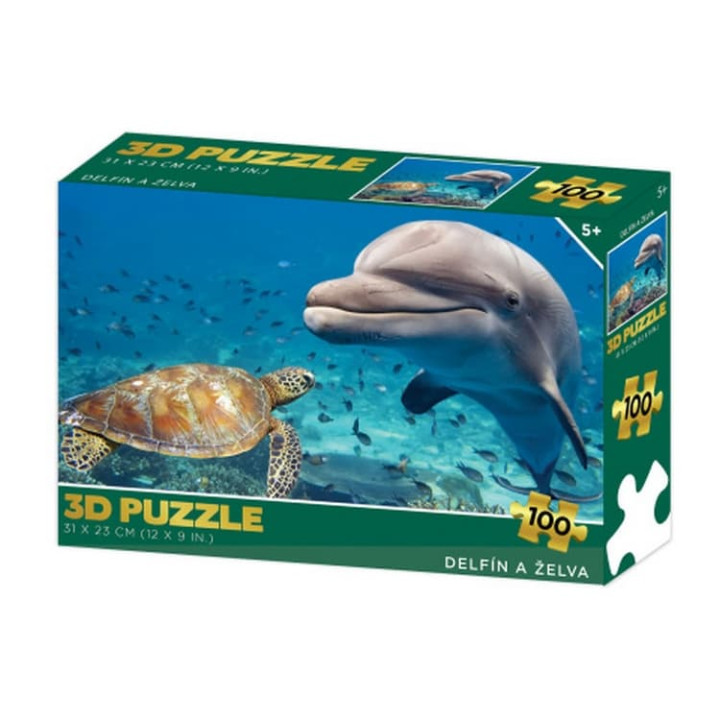 Puzzle 3D - Delfín a želva