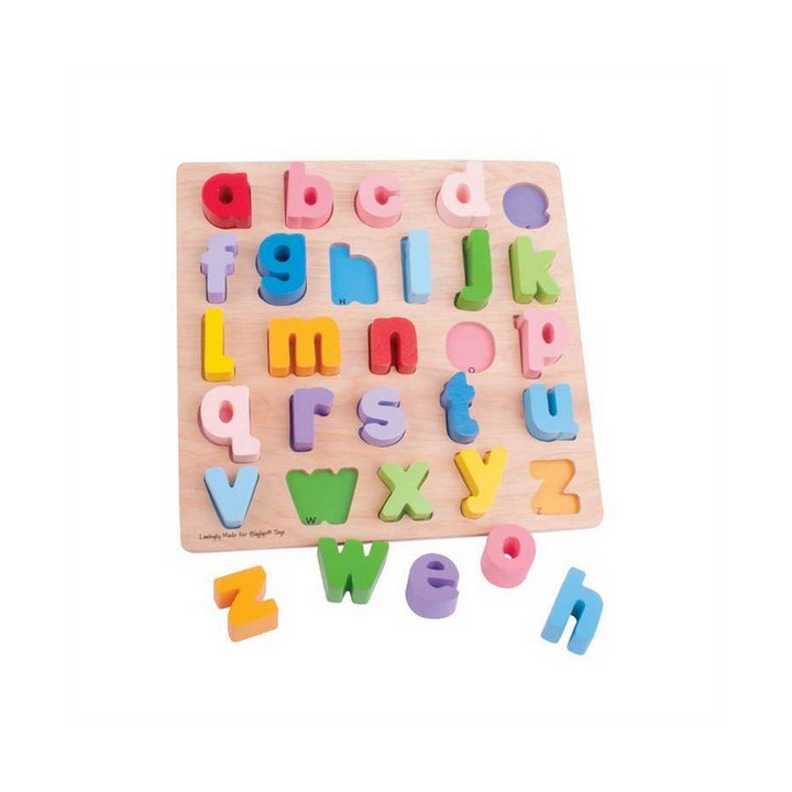 Bigjigs Baby Dřevěné puzzle Abeceda malá písmena