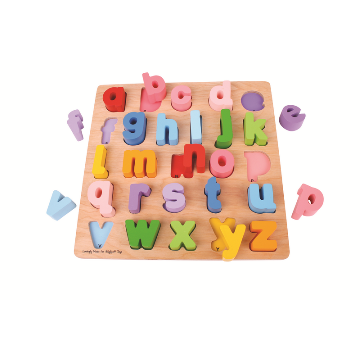 Bigjigs Baby Dřevěné puzzle Abeceda malá písmena