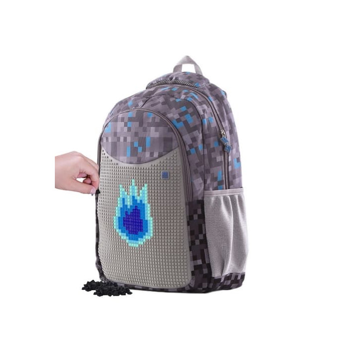 PIXIE CREW Kreativní studentský batoh šedo-modrý