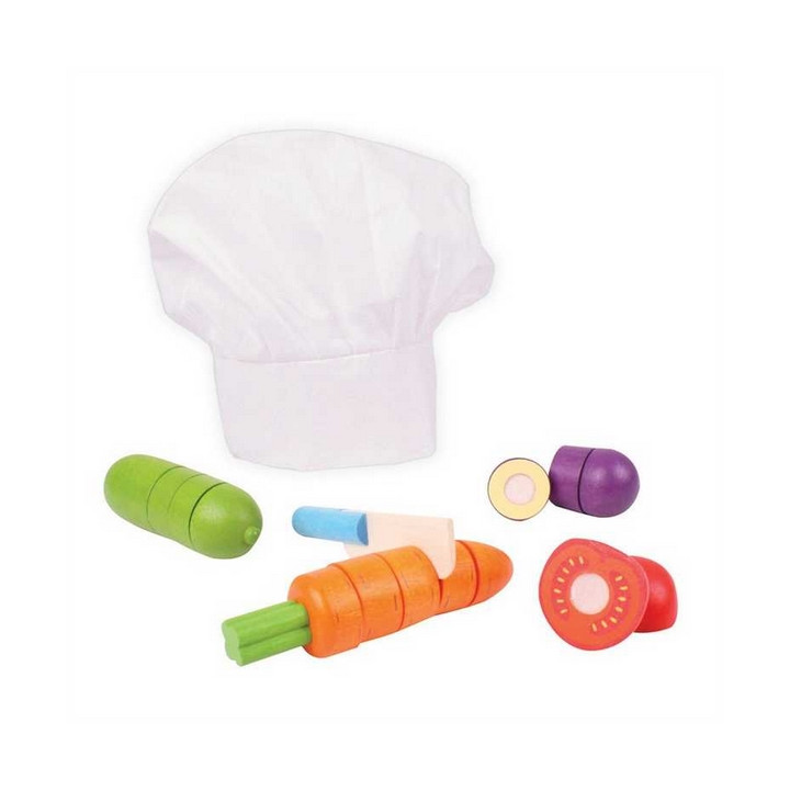 Bigjigs Toys Dřevěná krájecí zelenina s čepicí
