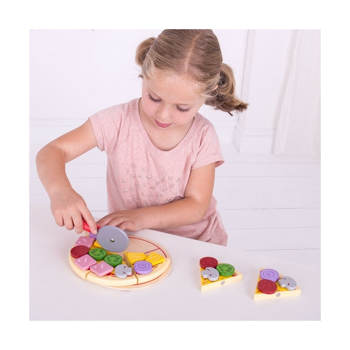 Bigjigs Toys Dřevěná krájecí pizza