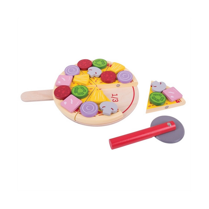 Bigjigs Toys Dřevěná krájecí pizza