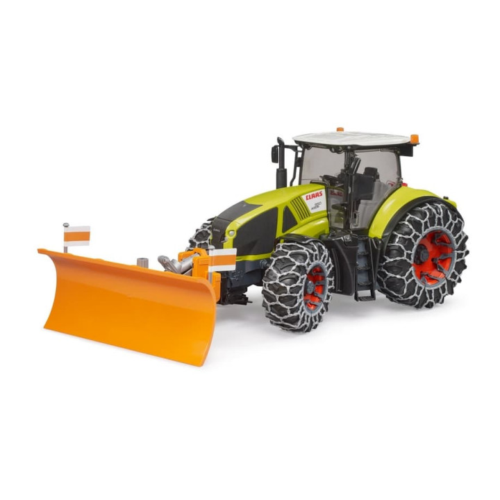 Bruder 3018 Traktor Claas Axion 950 se sněhovými řetězy a radlicí