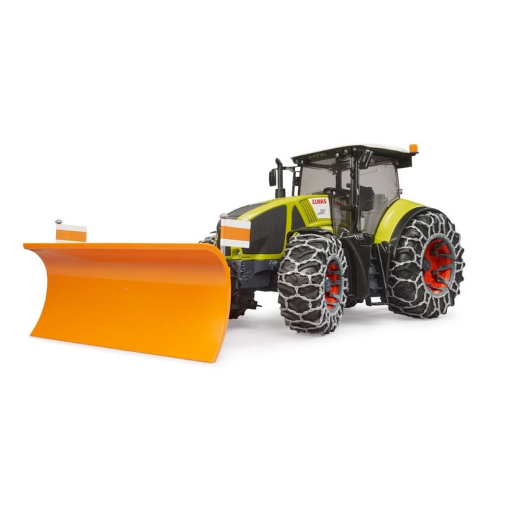Bruder 3018 Traktor Claas Axion 950 se sněhovými řetězy a radlicí