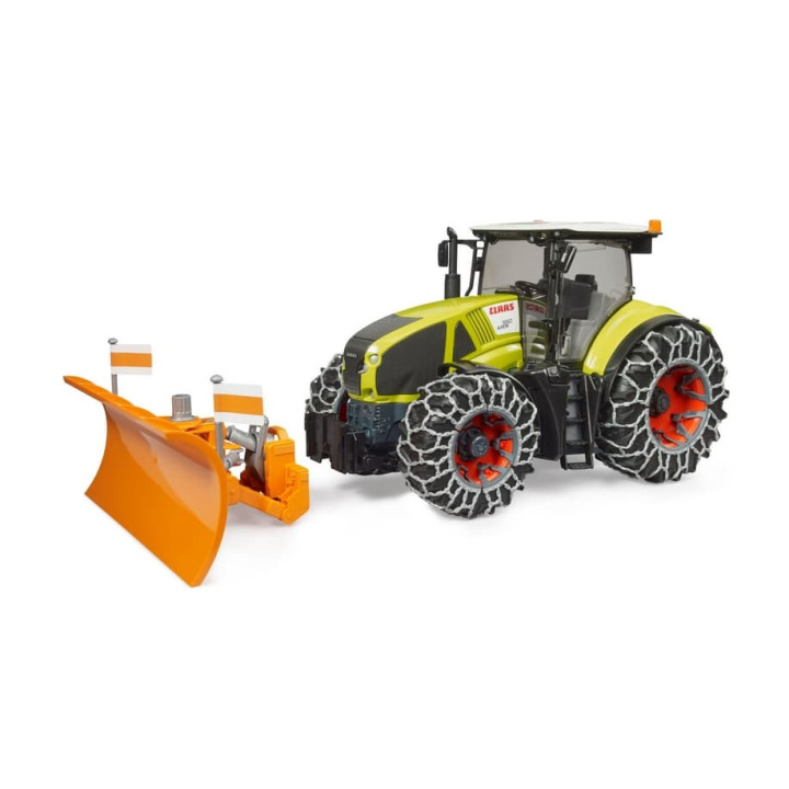 Bruder 3018 Traktor Claas Axion 950 se sněhovými řetězy a radlicí
