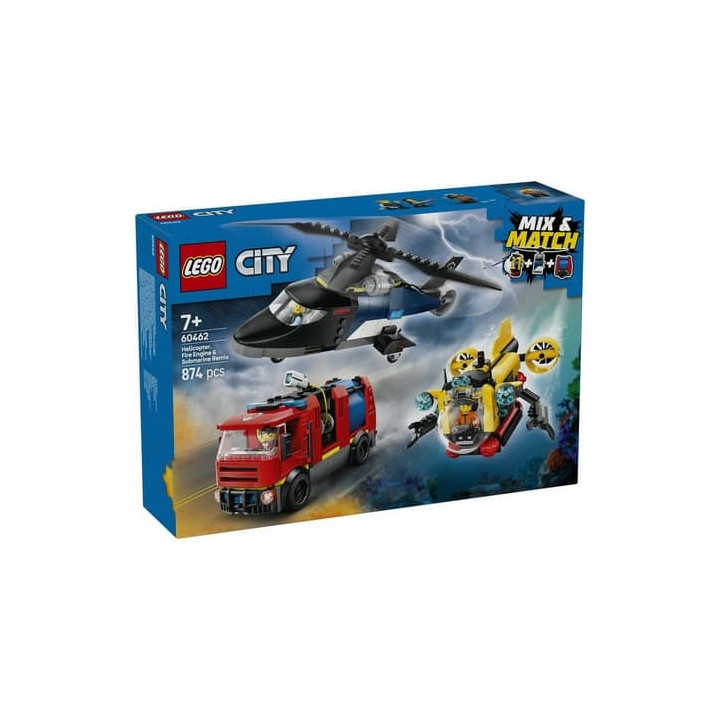 Lego City 60462 Remix: Helikoptéra, hasičský vůz a ponorka
