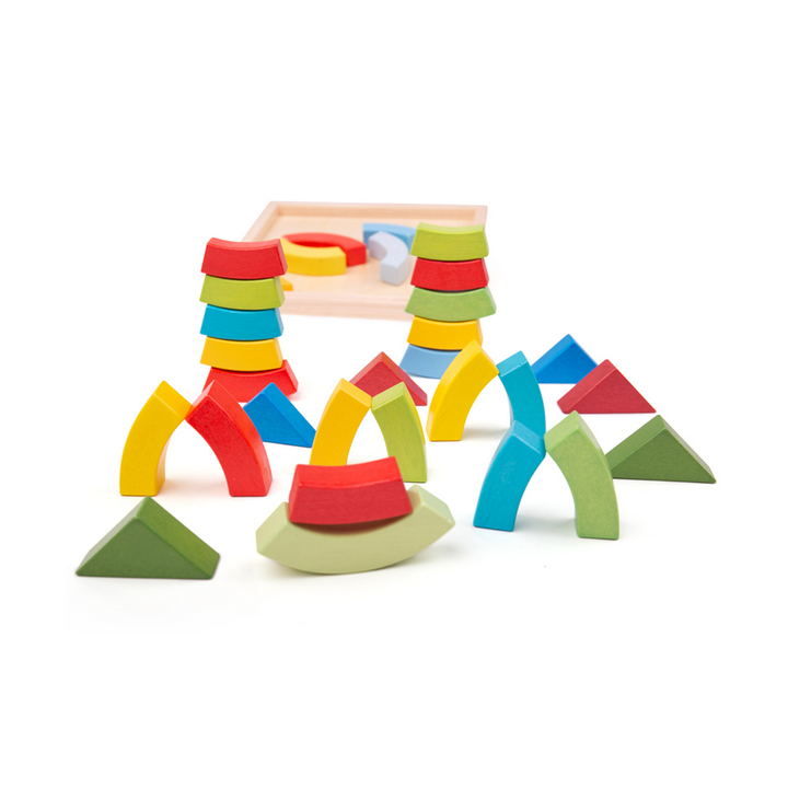 Bigjigs Toys Dřevěné skládací oblouky a trojúhelníky