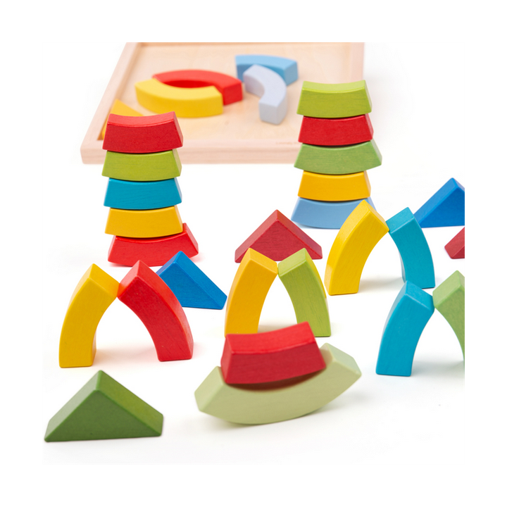 Bigjigs Toys Dřevěné skládací oblouky a trojúhelníky