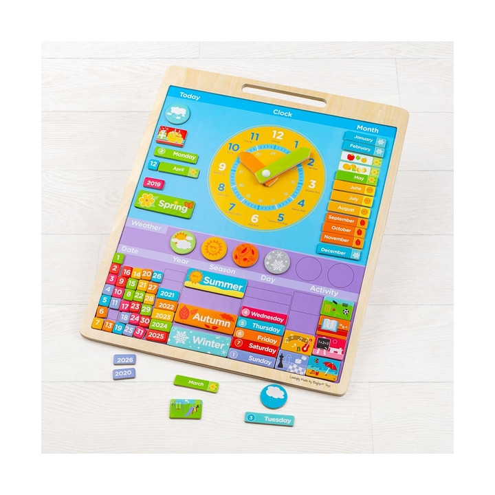 Bigjigs Toys Anglický magnetický kalendář s hodinami