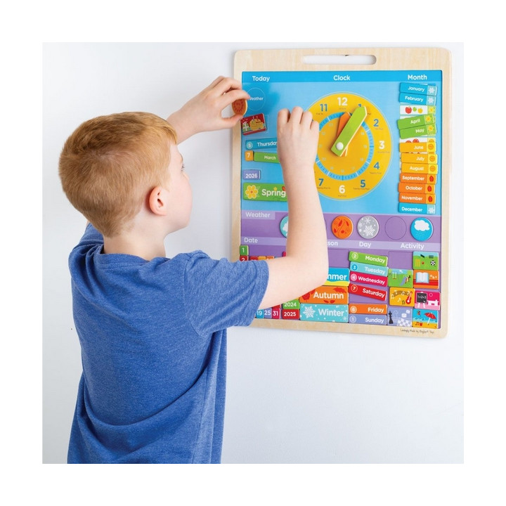 Bigjigs Toys Anglický magnetický kalendář s hodinami