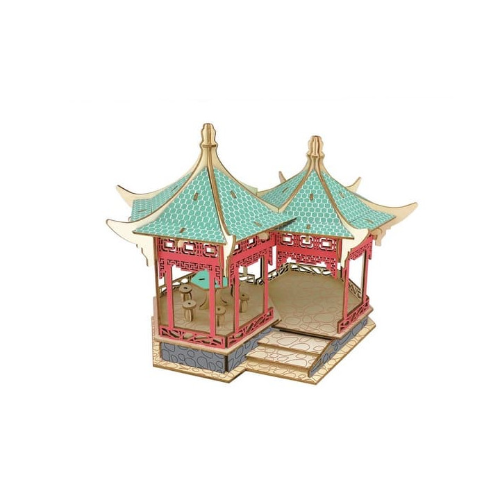 Woodcraft Dřevěné 3D puzzle slavné budovy Yueyang Tower v barvě