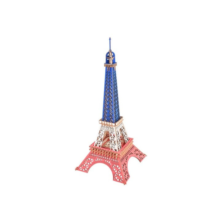 Woodcraft Dřevěné 3D puzzle Eiffelova věž v barvách Francie