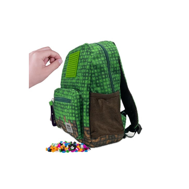 PIXIE CREW Malý batoh, zelená, Mine&Craft 50 pixelů
