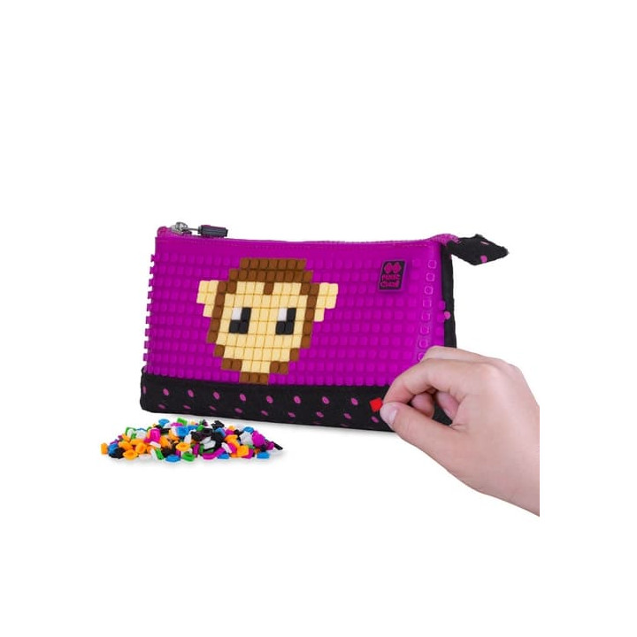 PIXIE CREW velké pouzdro ČERNÉ S FUCHSIOVÝM PUNTÍKEM
