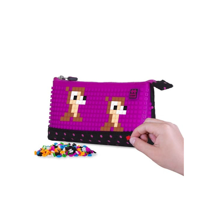 PIXIE CREW velké pouzdro ČERNÉ S FUCHSIOVÝM PUNTÍKEM