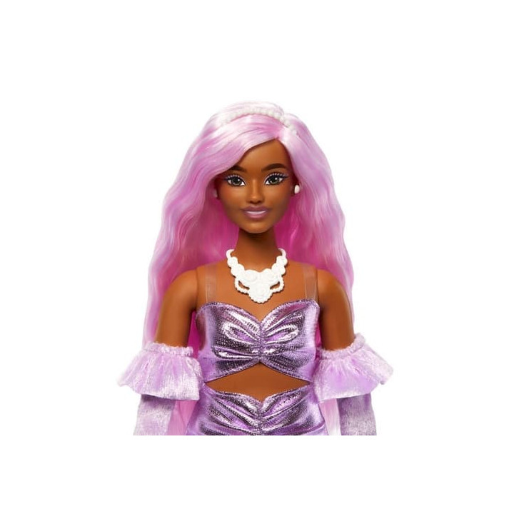 Barbie DELUXE modelka - Metalické Šaty