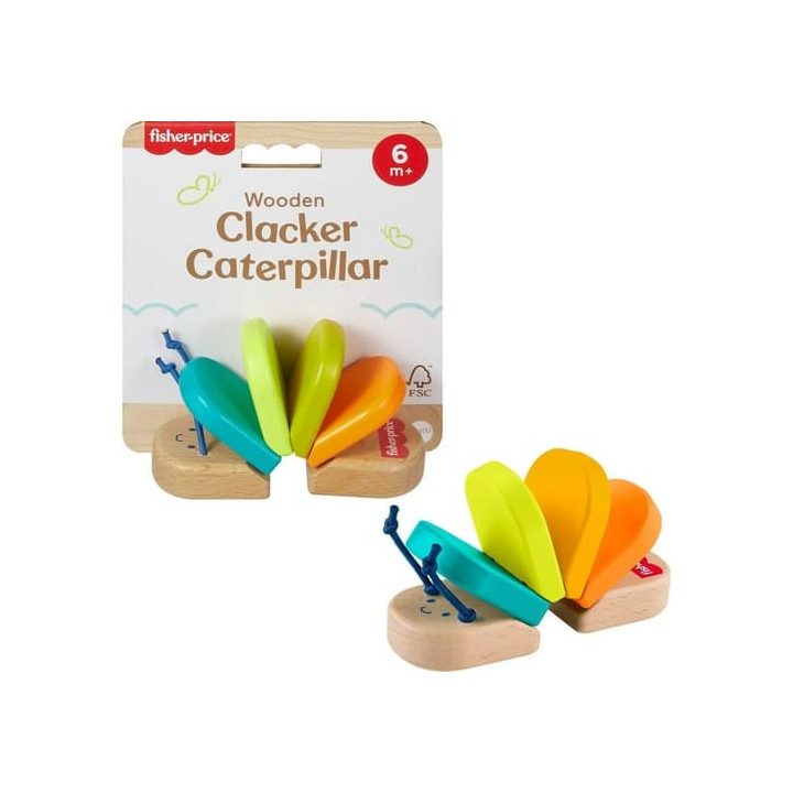 Fisher Price Dřevěná klapající housenka