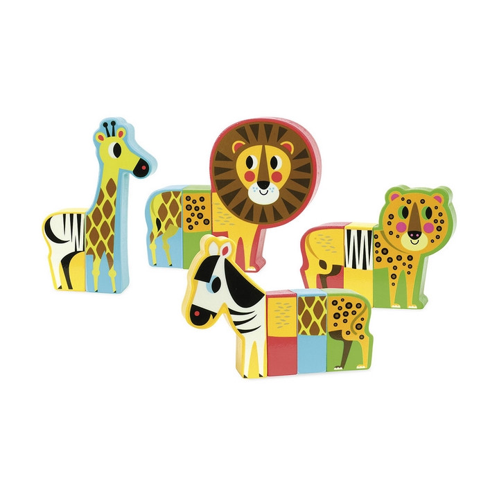 Vilac Dřevěné puzzle Veselé safari