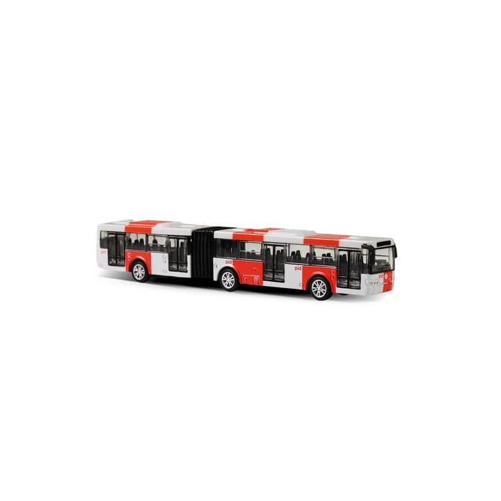 Kovový kloubový autobus PID Praha červený 18 cm