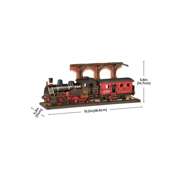 RoboTime 3D dřevěná skládačka Vintage parní lokomotiva