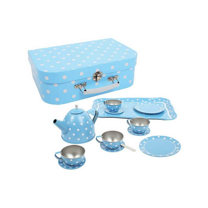 Bigjigs Toys Modrý puntikovaný čajový set