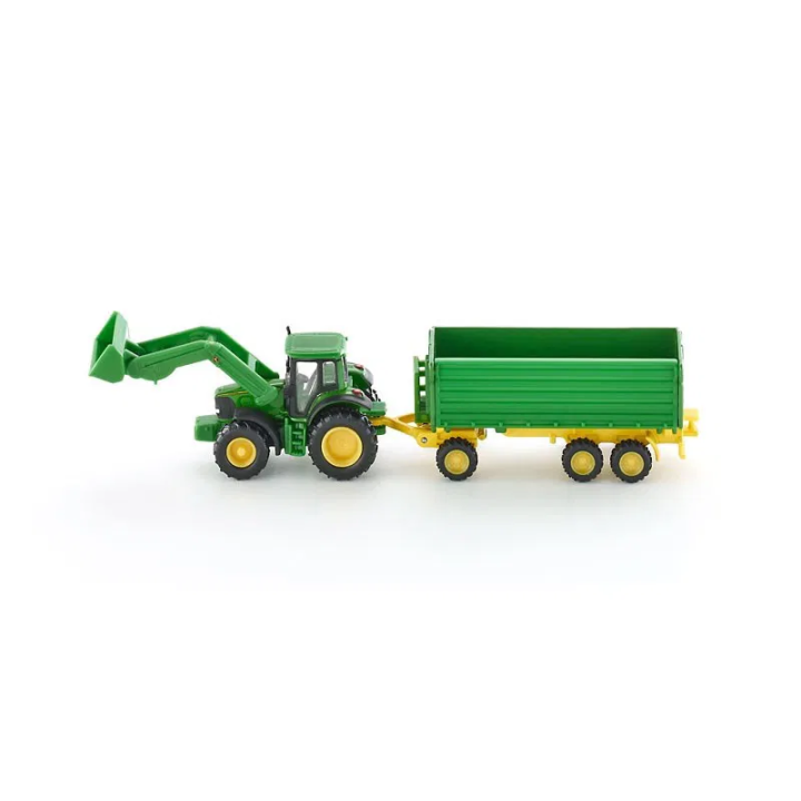 SIKU Farmer 1843 - John Deere s čelním nakladačem a přívěsem 1:87