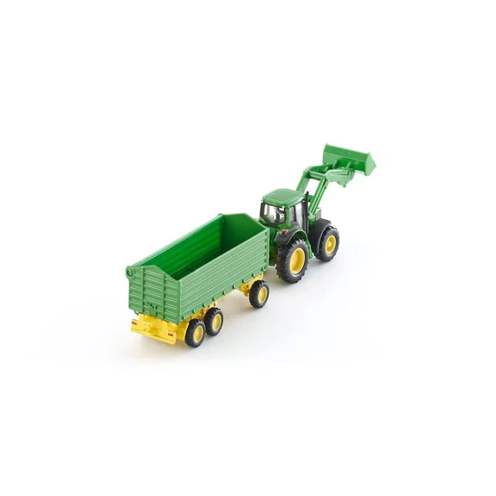 SIKU Farmer 1843 - John Deere s čelním nakladačem a přívěsem 1:87