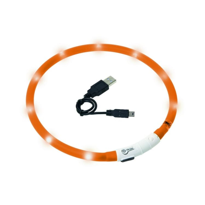 Karlie LED světelný obojek oranžový obvod 20-75cm