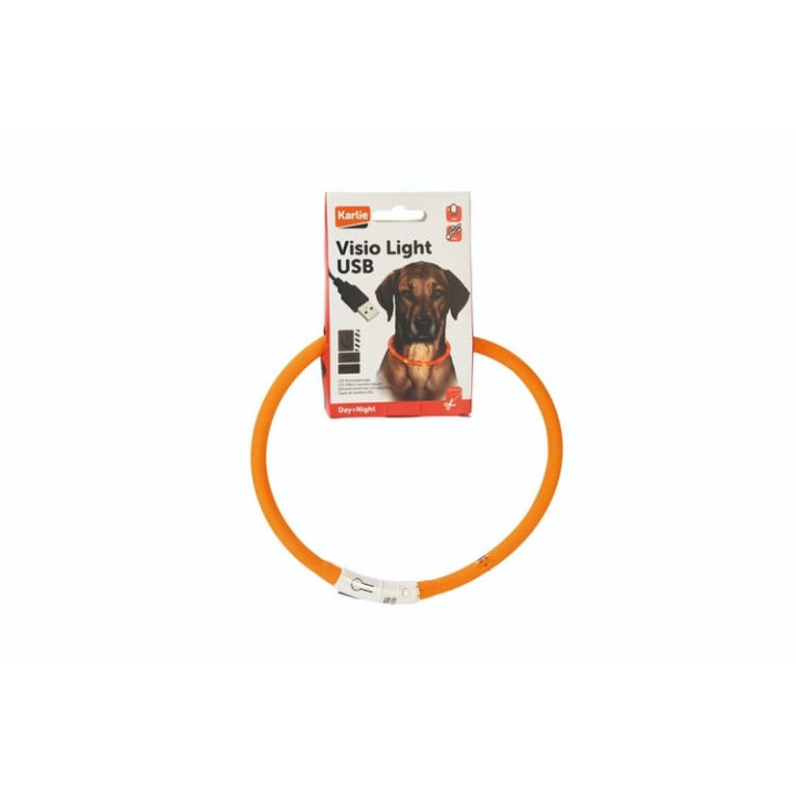 Karlie LED světelný obojek oranžový obvod 20-75cm