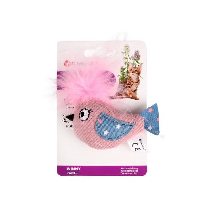 Flamingo Winny Hračka pro kočky Ptáček 10cm