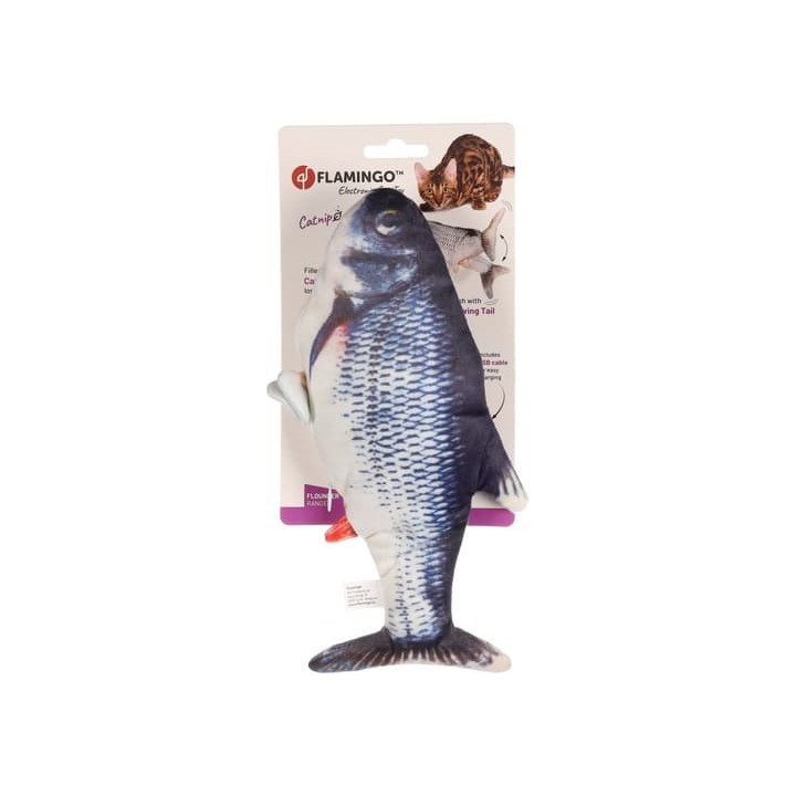 Flamingo Flounder Elektronická hračka pro kočky Ryba Šedá 29cm