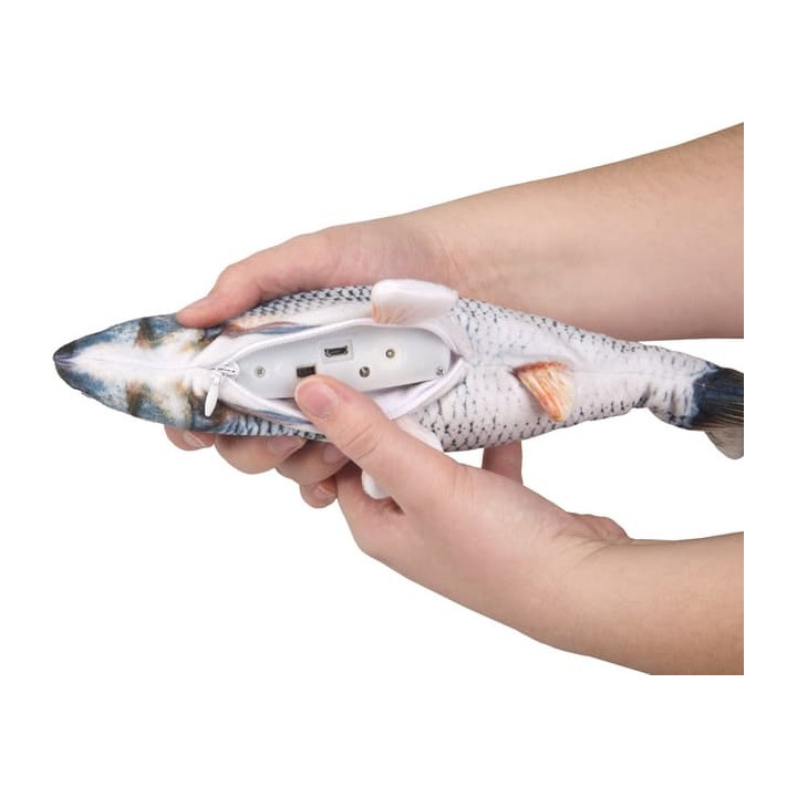 Flamingo Flounder Elektronická hračka pro kočky Ryba Šedá 29cm