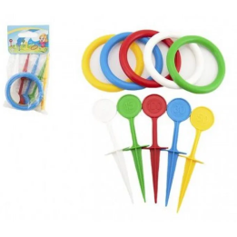 Hra házecí kroužky a kolíky plast 22cm v sáčku