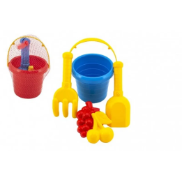 Sada na písek 5ks plast kbelík, lopatka, hrabičky, bábovka 2ks 3 barvy