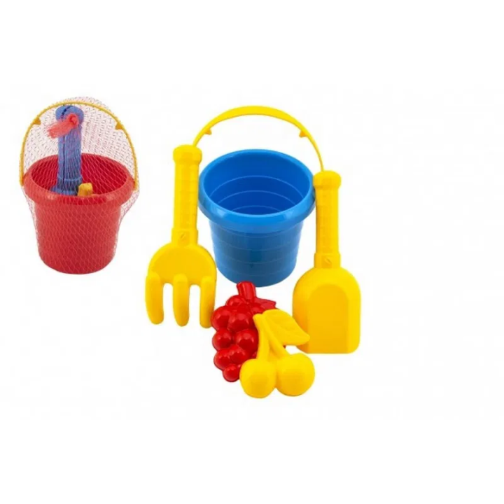 Sada na písek 5ks plast kbelík, lopatka, hrabičky, bábovka 2ks 3 barvy