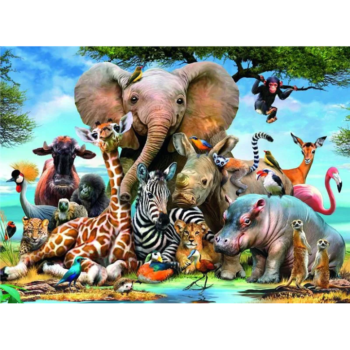 Puzzle Afričtí přátelé, 300 dílků - Ravensburger