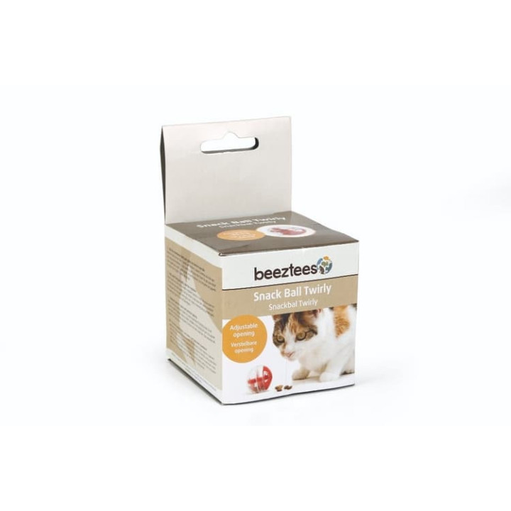 Beeztees Míček na pamlsky pro kočky plastový červený Twirly 5,5cm