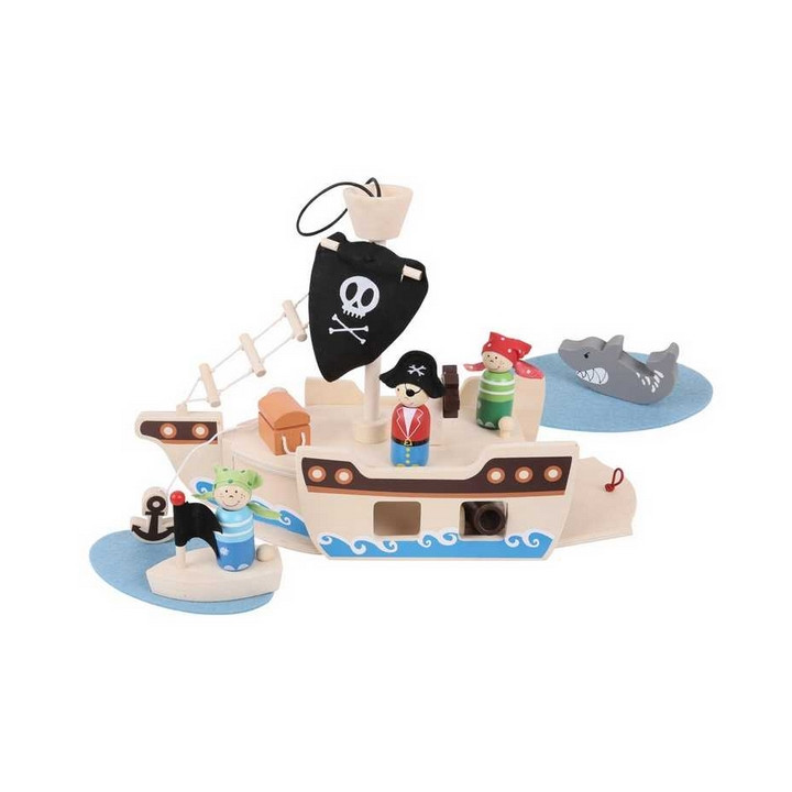 Bigjigs Toys Pirátská loď s piráty